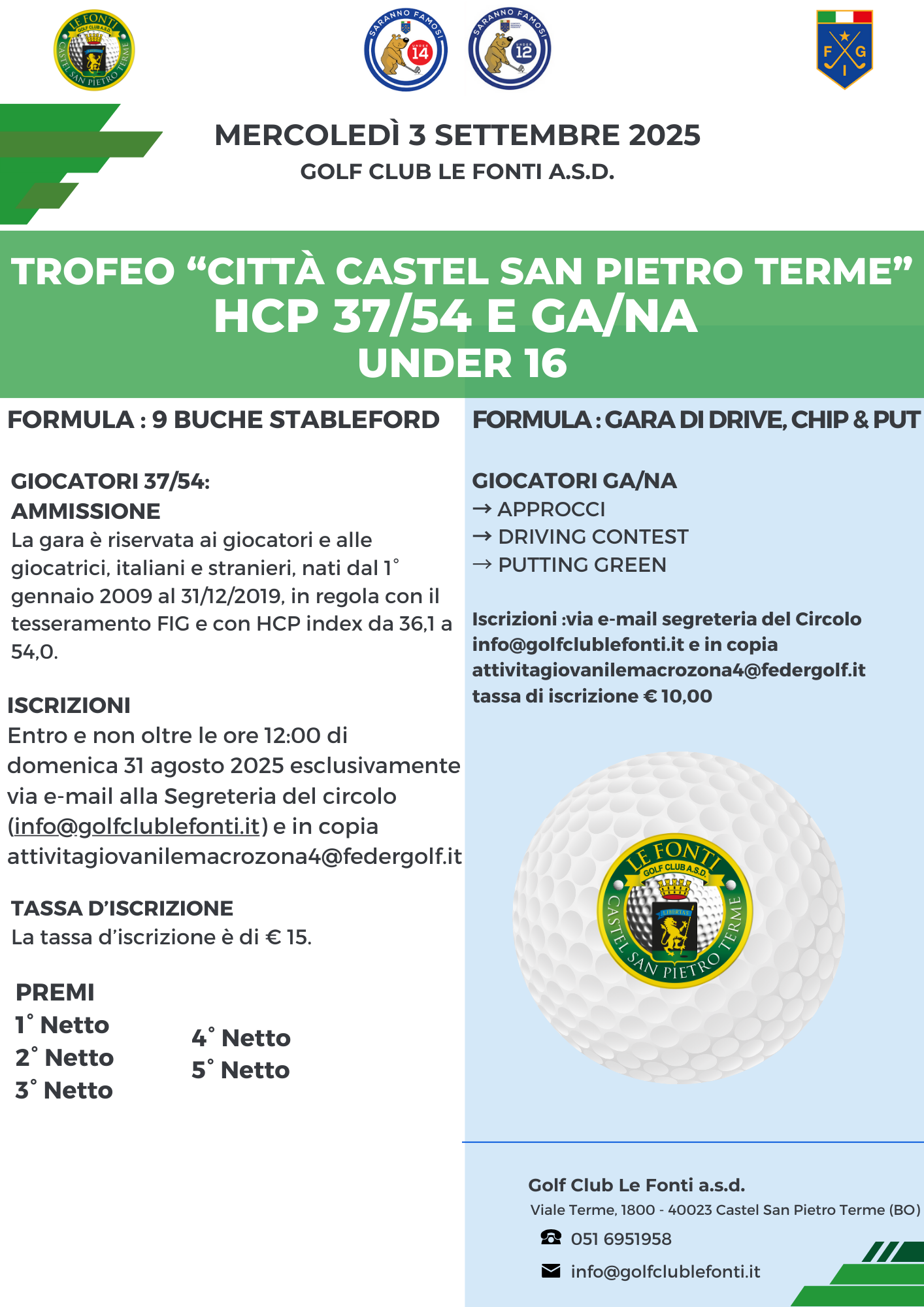 PROGETTO GARE 37/54, DRIVE,CHIP & PUTT - GOLF CLUB LE FONTI A.S.D.