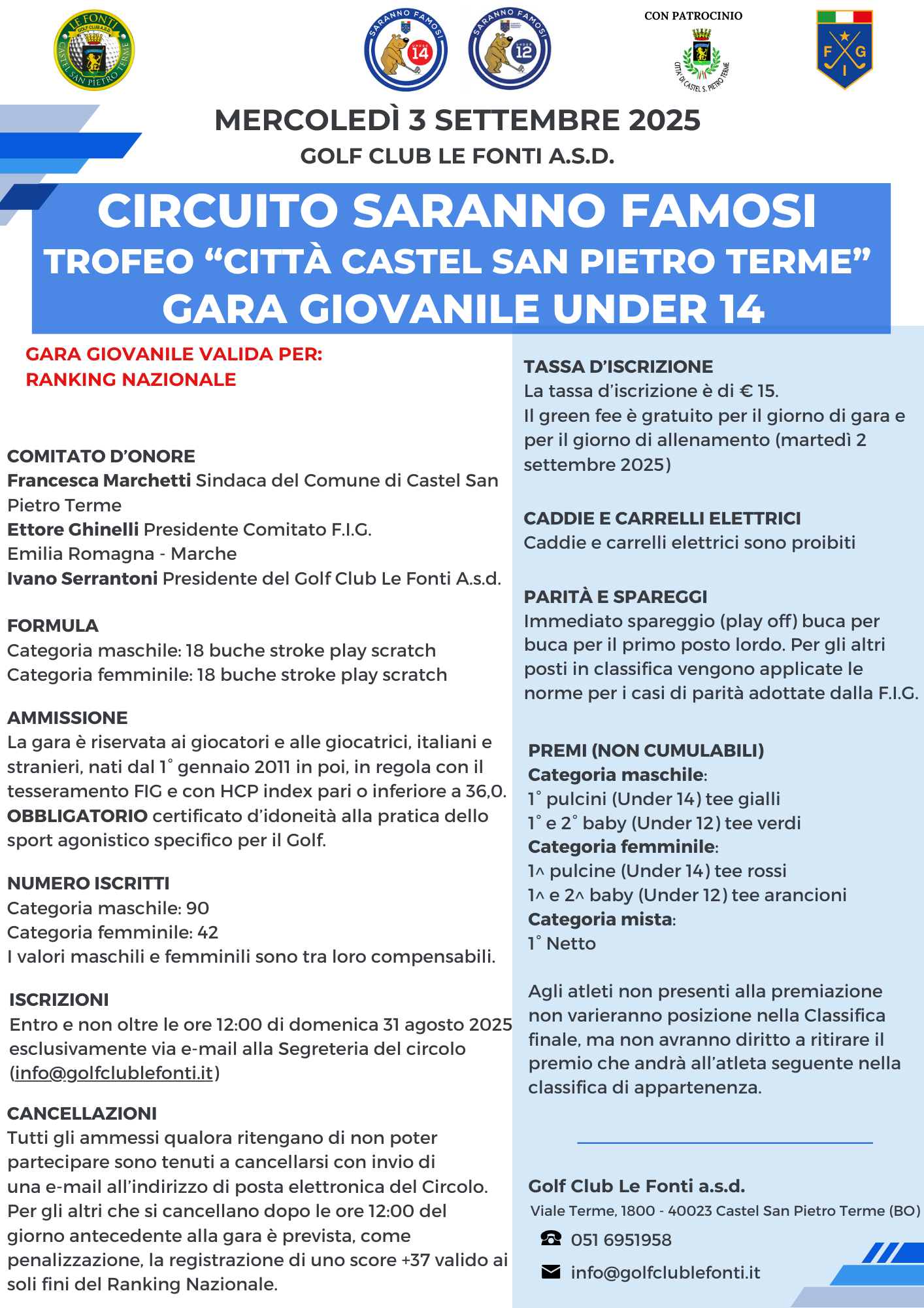 CIRCUITO SARANNO FAMOSI - GOLF CLUB LE FONTI A.S.D.
